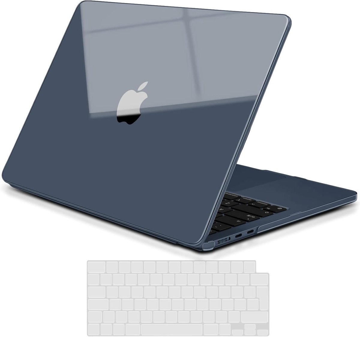 SnelShoppen - Premium Ultra-dunne Beschermhoes voor MacBook Air M4 M3 M2 13.6 inch - Hard Shell Case en TPU Toetsenbordhoes - Glanzend Nachtblauw