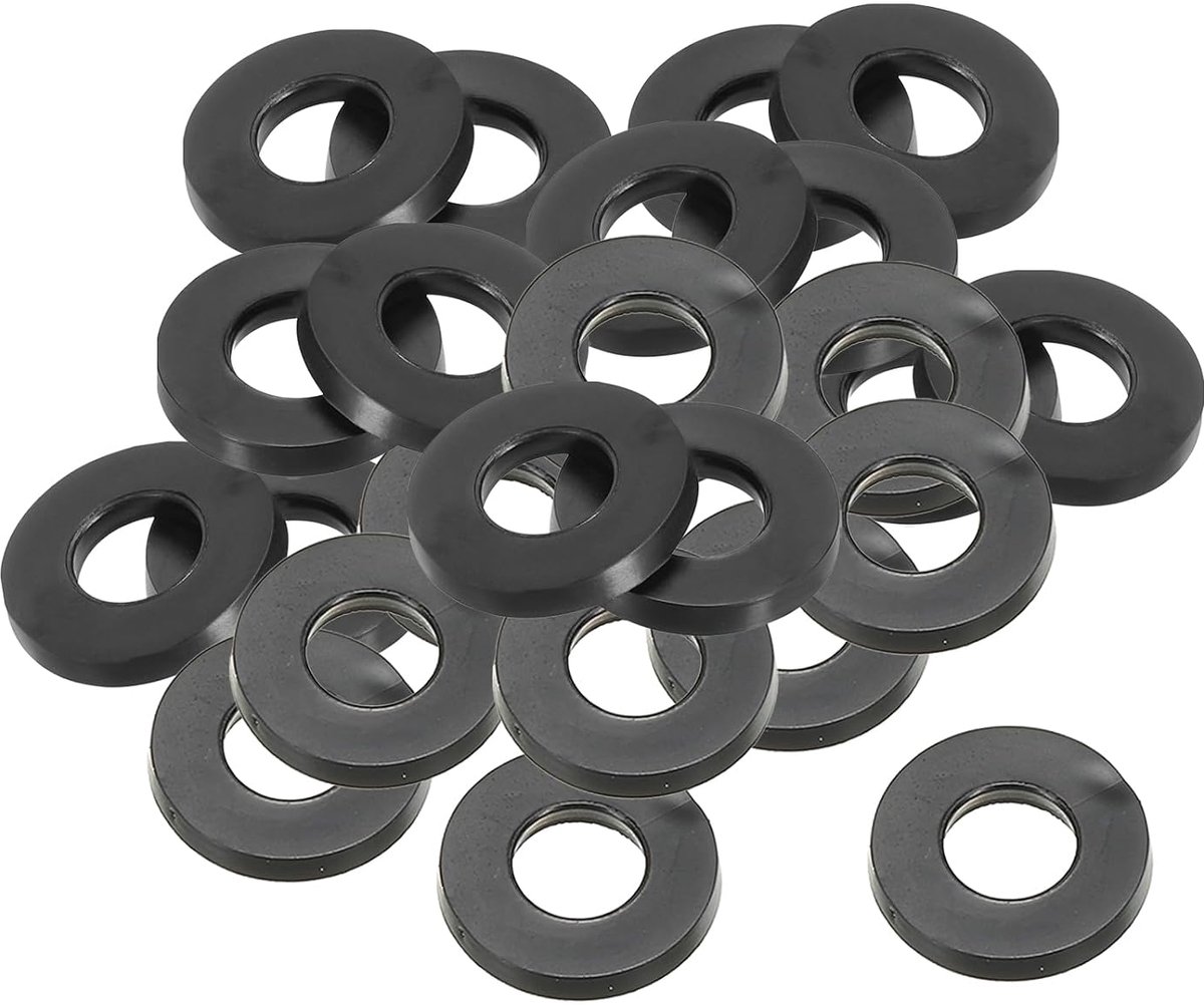 M8 Rubber Washers - Rubber Seal - 24 Pieces - 8 mm ID - 16 mm OD - 2 mm Thick - Flat Washers Set - Sealing Rubber for Faucet Tube - Fixing Screw - Black