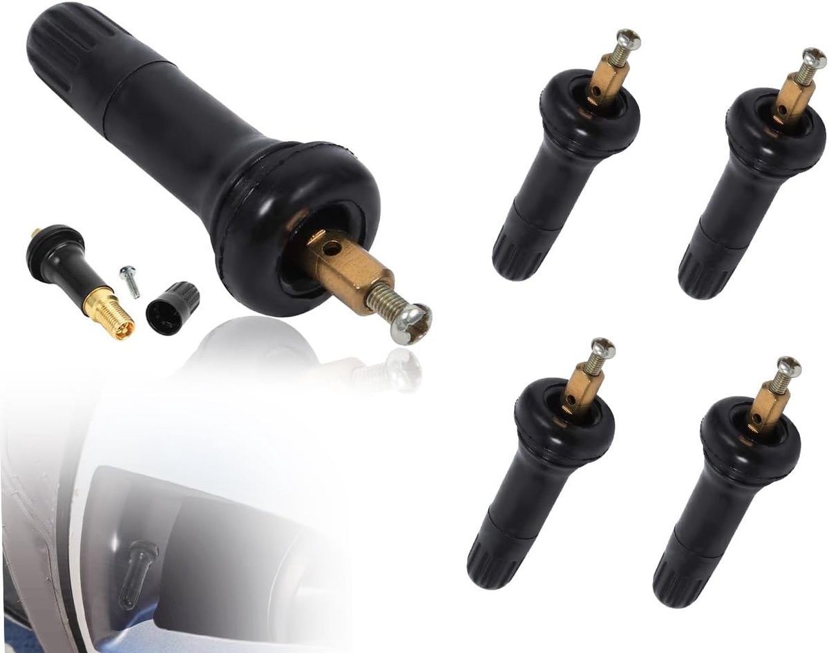 SnelShoppen - Set van 4 Banden Druk Sensormeters, TPMS Banden Druk Bewakingsysteem Sensoren, Rubber Ventiel, Vervangingsventiel en Ventielelementen, Z