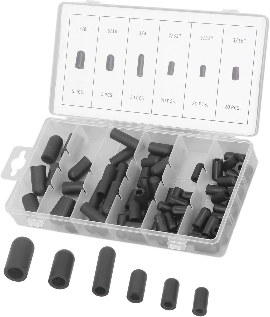 SnelShoppen - Rubber Vacuum Caps Plug Kit - 80PCS Assortiment voor Slangen, Eindkappen, Carburateur, Manifold, Automotive, 3/16'' 5/16'' 7/32'' 1/4''