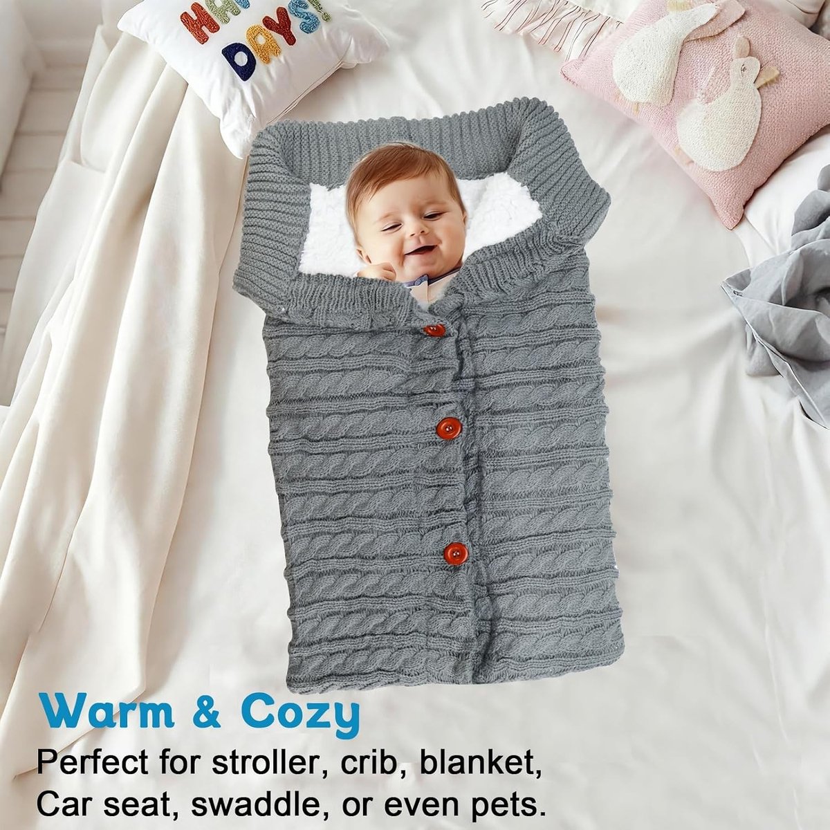 Winterse Voetenzak voor Kinderwagen, Universele Geweven Voetenzak met Fleece, Warme Dekens voor Baby's van 0-12 Maanden, Ideaal voor Koude Dagen