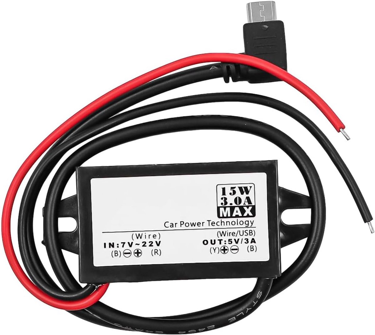 Auto Power Converter - USB 5 V Buck Converter - Spanning Verlaging Regulator - 12 V naar 5 V - Geschikt voor Smartphone - Efficiënt in ge...