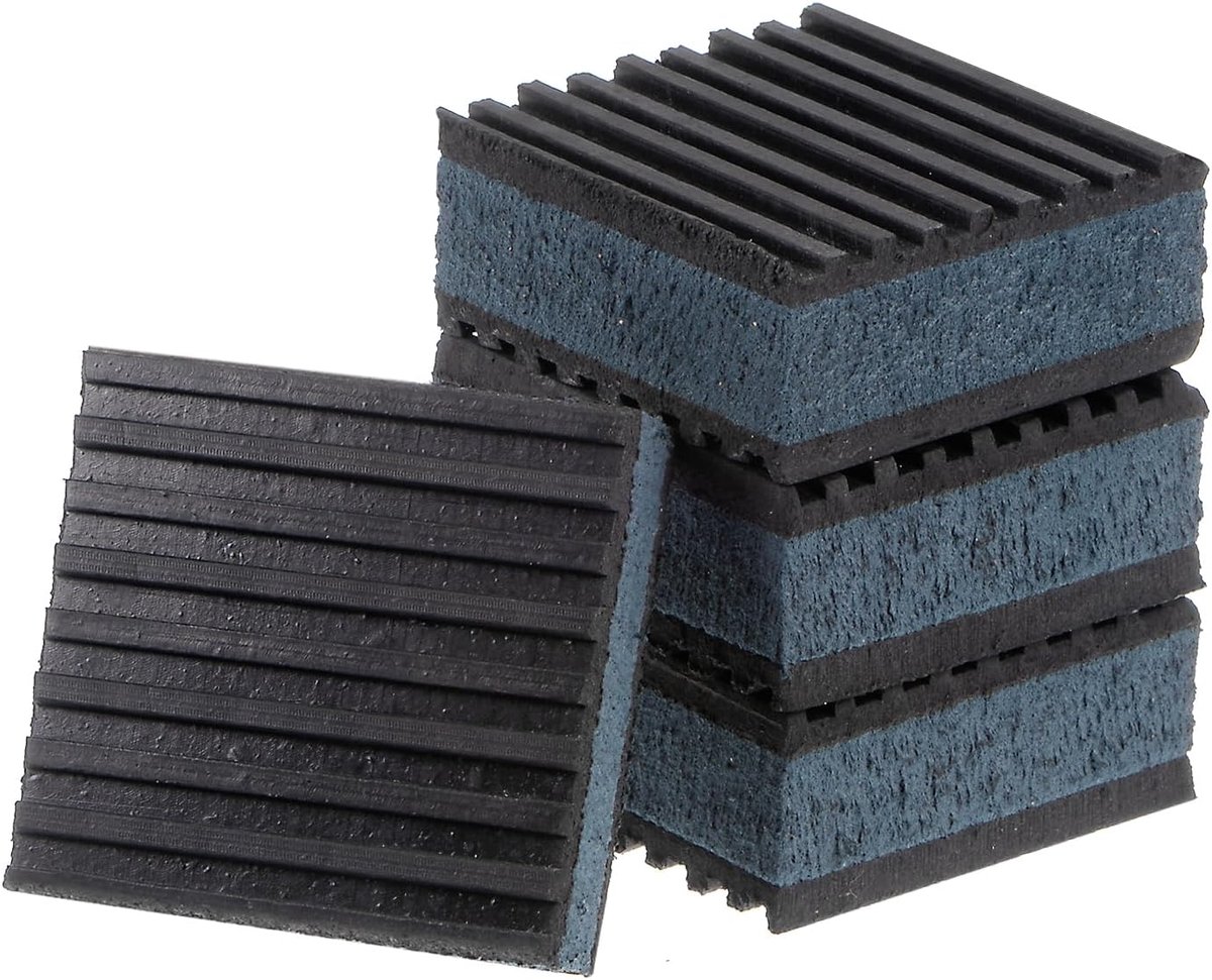 SnelShoppen - 4 Stuks EVA Foam Rubber Anti Vibration Pads - 2" x 2" x 7/8" - Schokabsorberende Rubber Pads voor HVAC Systeem en Wasmachine - Zwart en