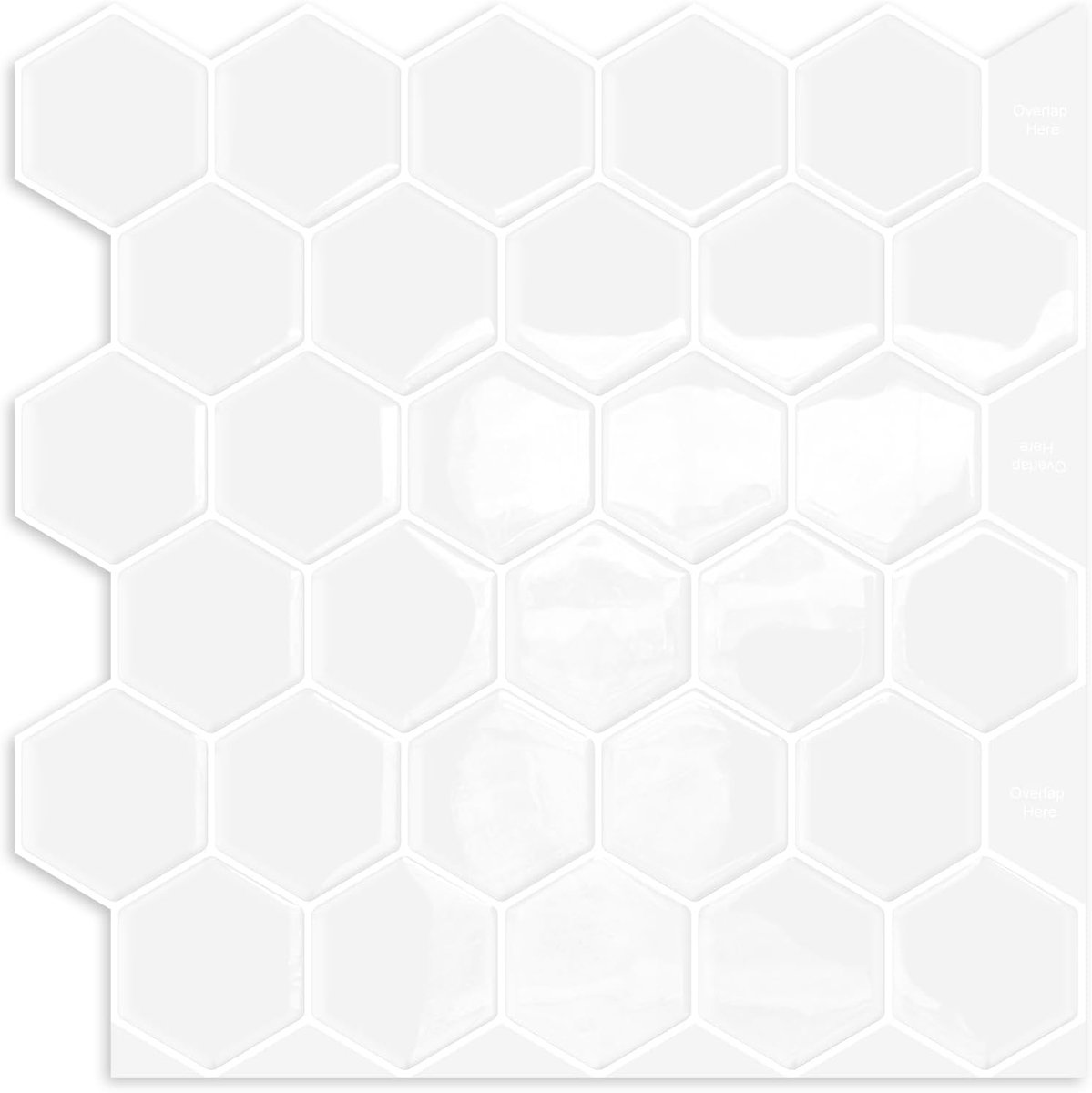 SnelShoppen - White Hexagonale Peel and Stick Achterwand Tegels, Zelfklevende Wandtegels voor Keuken, Badkamer, Haard, Caravan (10 Bladen, 30.5x30.5cm