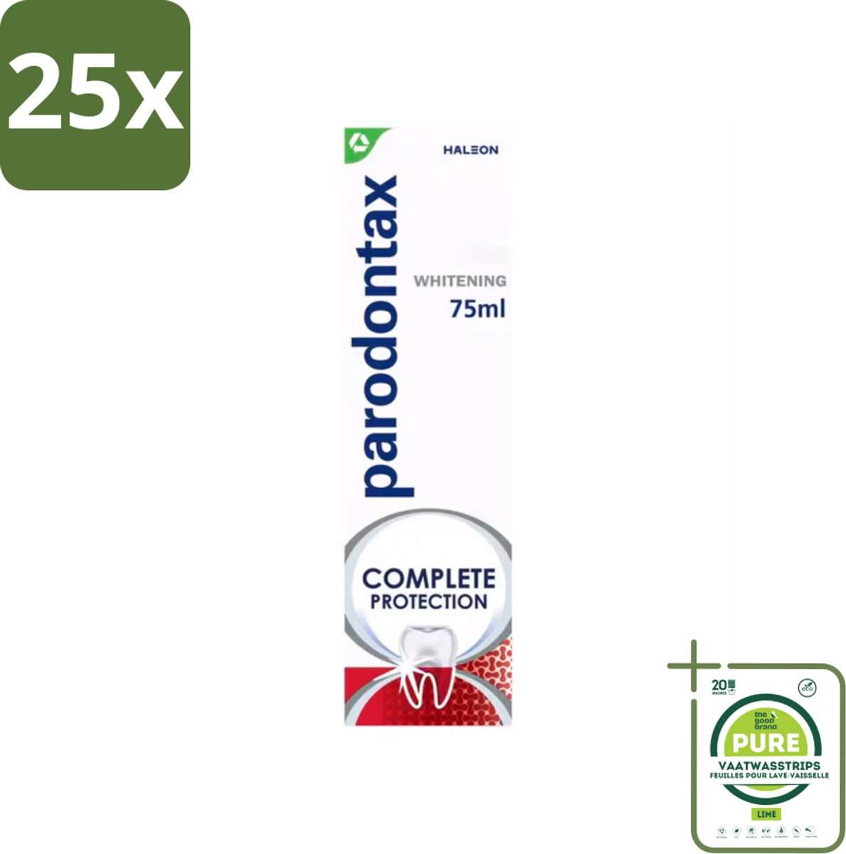 25 x Parodontax – Complete Protection Whitening – Tandpasta tegen Bloedend Tandvlees – 75 ml - Grootverpakking - Gezond Tandvlees - Witte Tanden - Tandpasta - Tandplak Verwijderen - Fluoride