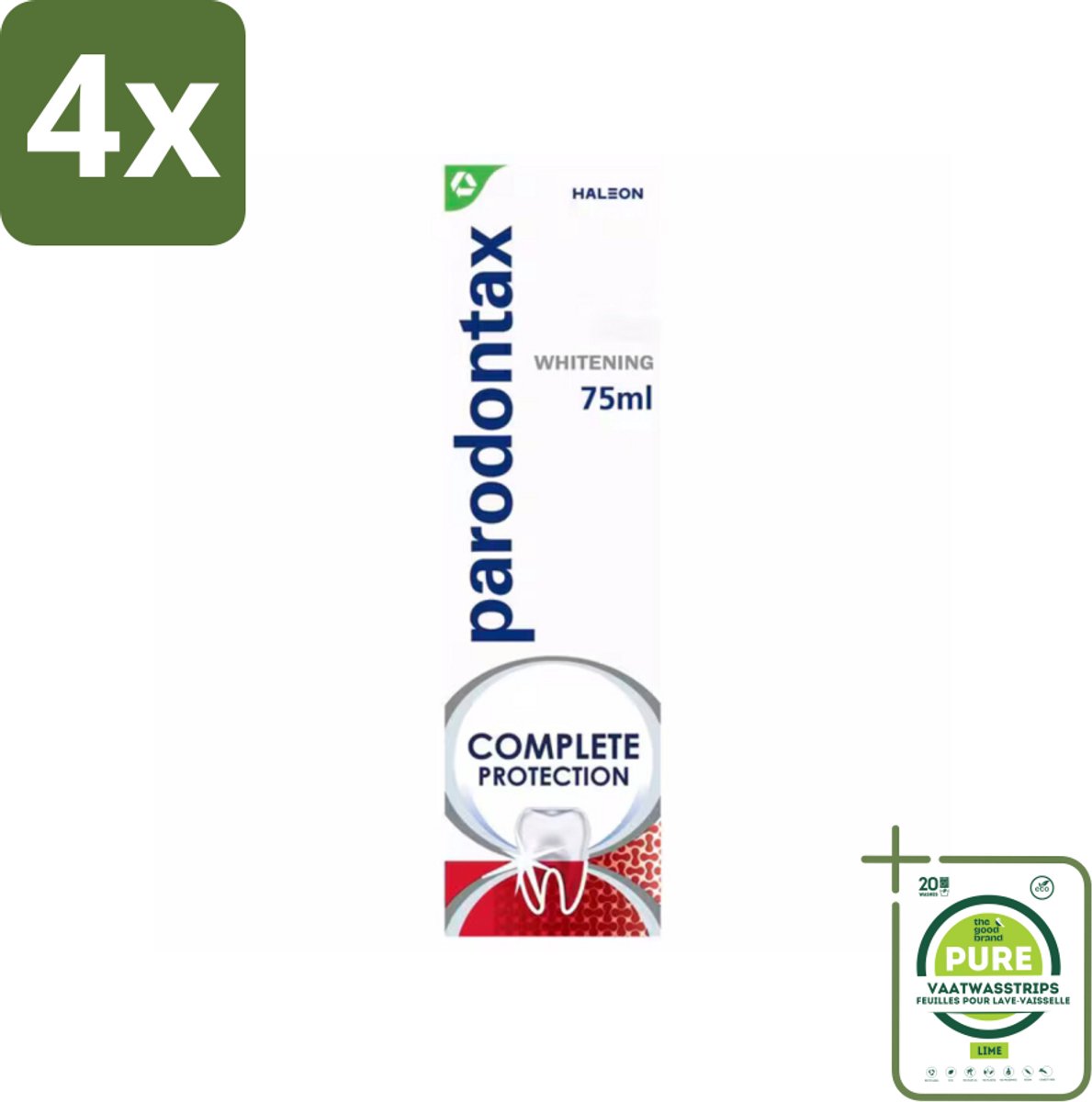 Parodontax – Complete Protection Whitening – Tandpasta tegen Bloedend Tandvlees – 75 ml - Voordeelverpakking - 4 stuks - Gezond tandvlees - Witte tanden
