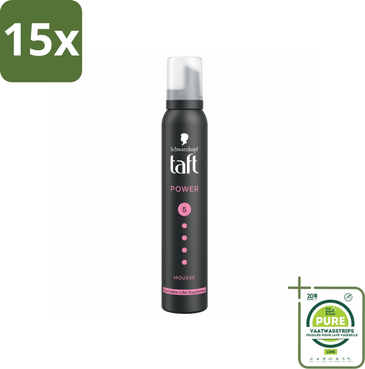 15 x Taft - Haarmousse - Power 5 - Zijdezachte hold - 200 ml - Grootverpakking - Haar Mousse - Volume Mousse - Haar Styling - Zijdezacht Haar - Stevige Hold