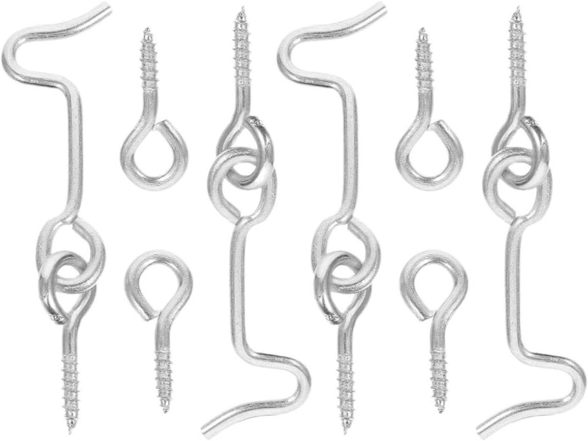 Deurhaak en Ooggrendel - Grendelsloten Deur - Deuren Beveiligen - Winddicht en Geluiddempend - 38 x 20 mm - Zilver