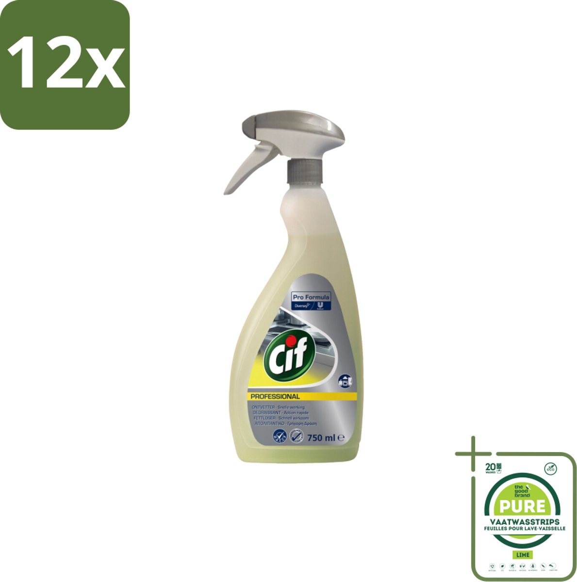 Cif - Ontvetter - Business Solutions Krachtige Keukenontvetter - 750 ml - Voordeelverpakking - 12 stuks - Keukenontvetter - Vet verwijderen