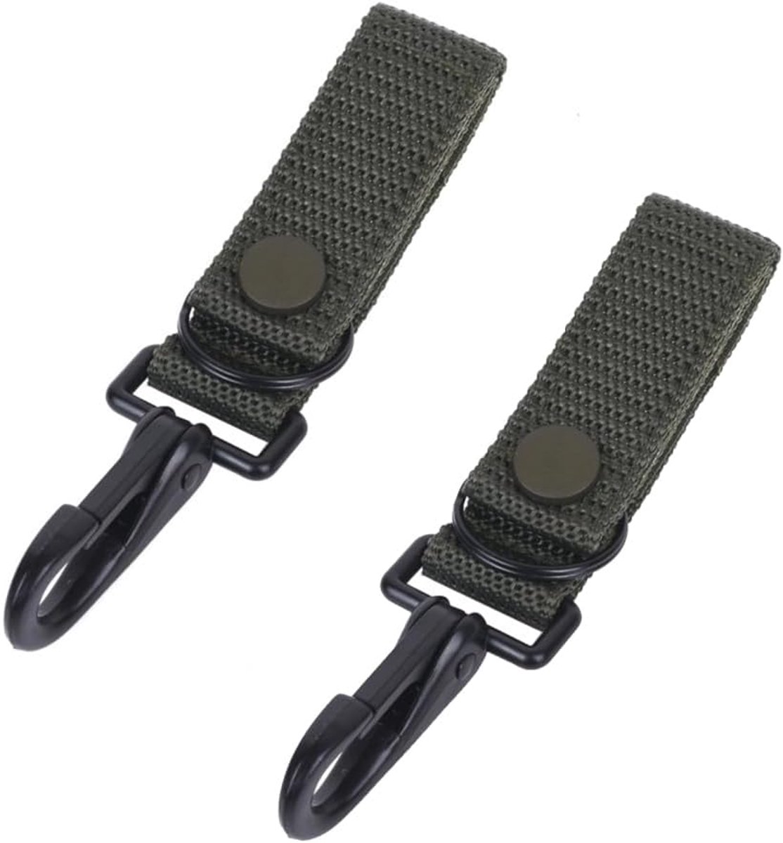 SnelShoppen - Molle Belt Clips 2 Stuks Belt Holder Hooks Nylon Webbing Carabiner met Haak en Klittenband voor Riemen tot 6 cm Breed