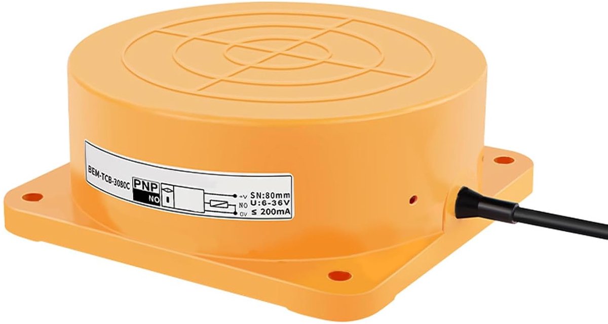 SnelShoppen - Inductieve Naderingssensor PNP 3-draad Normaal Open Metalen Sensor DC6-36V 80 mm Detectieafstand voor Drukbedrijven Chemische Industrie