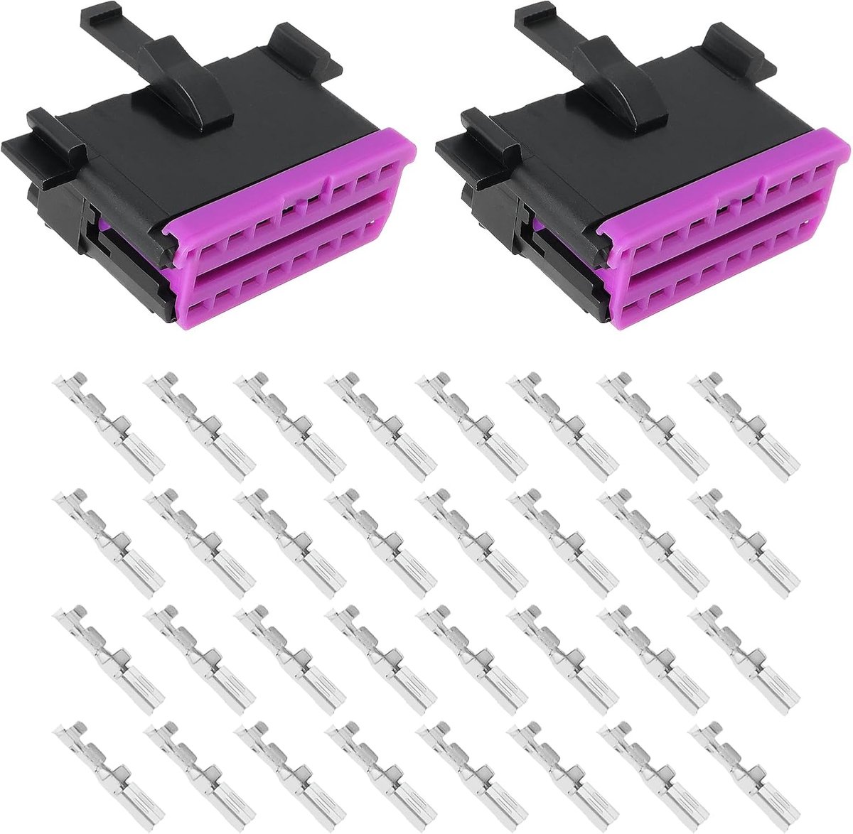 SnelShoppen - OBD 2 Connector Vervangingsonderdeel 16 Pin 2PCS Compatibel met VW, Audi, Skoda, Seat Voertuigen - Reparatieset voor OBD 2 Aansluitingen