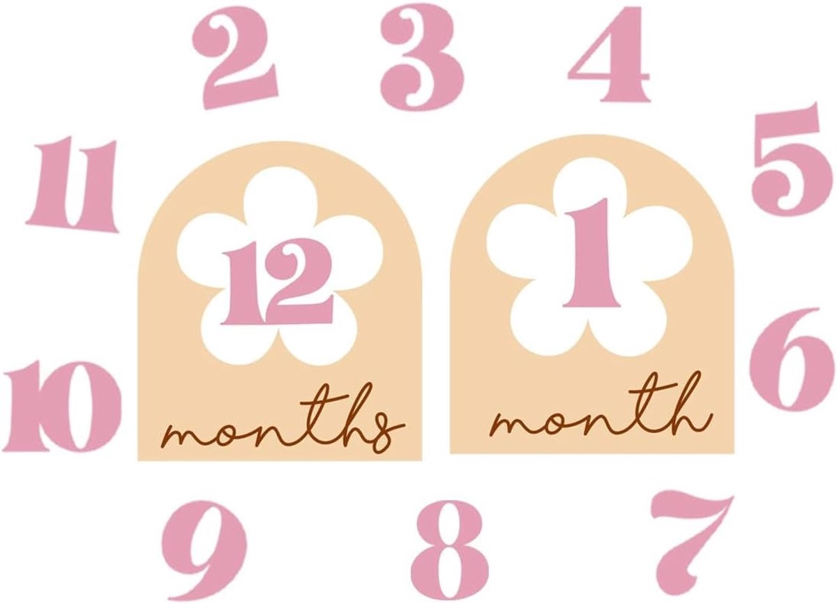 SnelShoppen - Houten Baby Maand Milestone Borden, Interchangeable Foto Props Set van 12 voor Groei Tracking, Unieke Ontwerpen voor Elke Mijlpaal, Idea