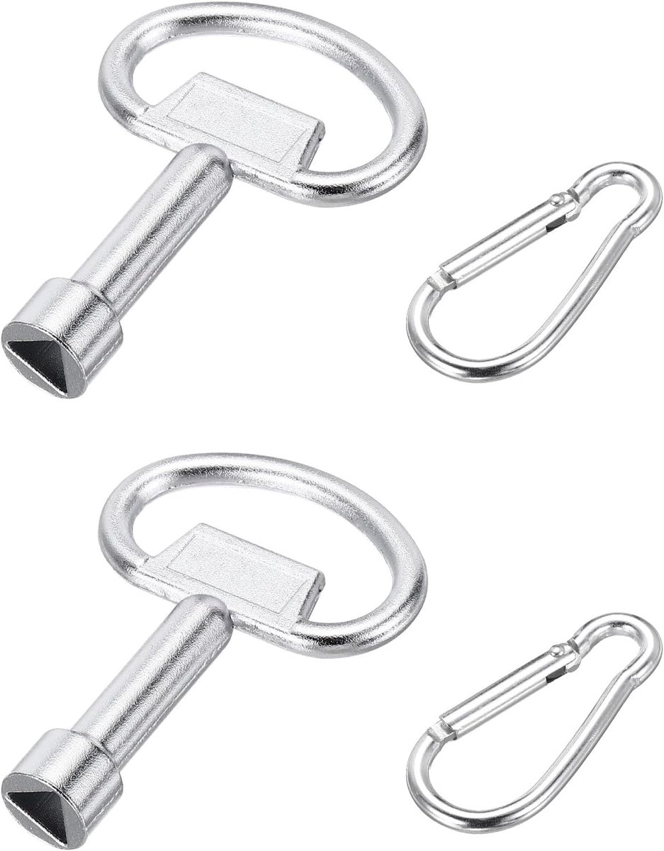 SnelShoppen - 2 Stuks Driehoek Sleutel Wrench, Vuilnisbak, Metaal, Driehoek Sleutels met Sleutelhanger, Driehoek Wrenches voor Water en Elektriciteits