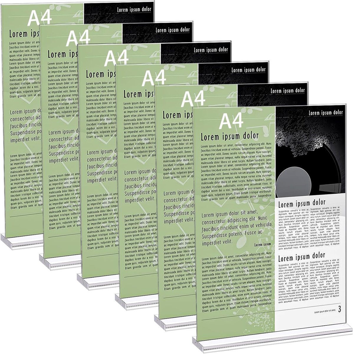 A4 tafelstandaard 6 stuks - acryl - goede stabiliteit - ideaal voor menu's - ShopVlot