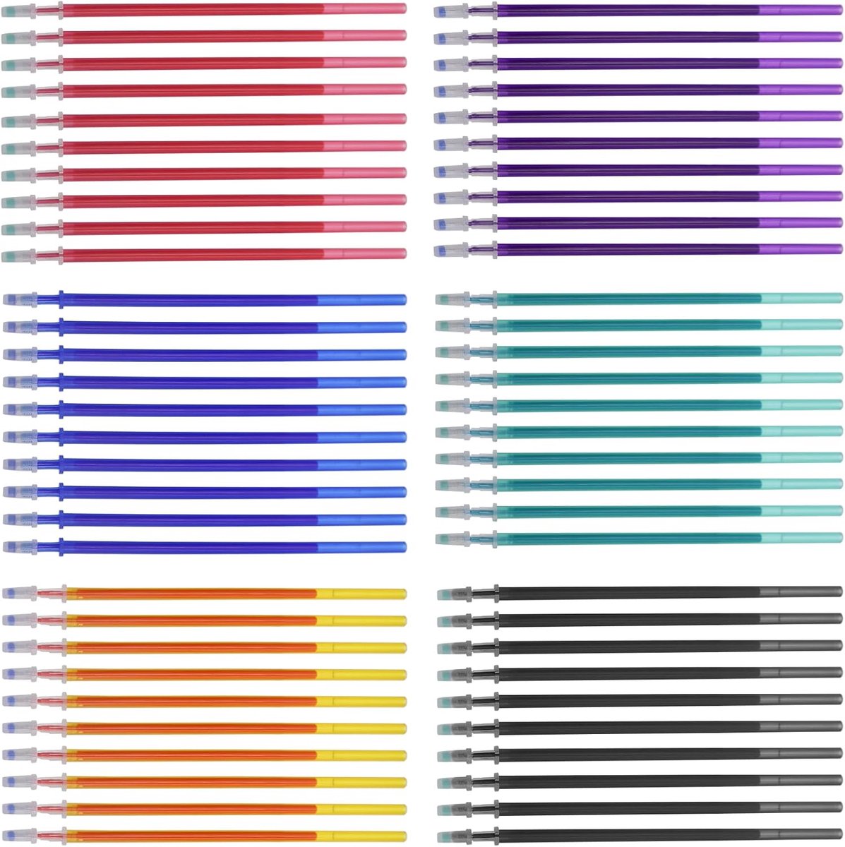 LOREC Pack of 60 Erasable Pens, Refill Pack, 6 Colours, Styl0, Erasable, Refill Tip 0.35 mm, Refill, Blue, Erasable - ShopVlot