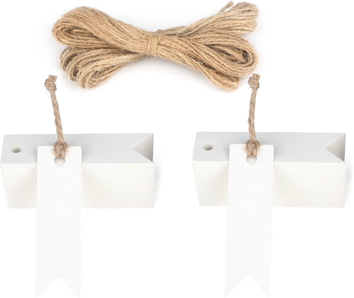Kraftpapier Labels en Cadeau Tags 7 x 2 cm - 100 Stuks met Jute Touw voor Trouwen, Kerst en Verjaardagen