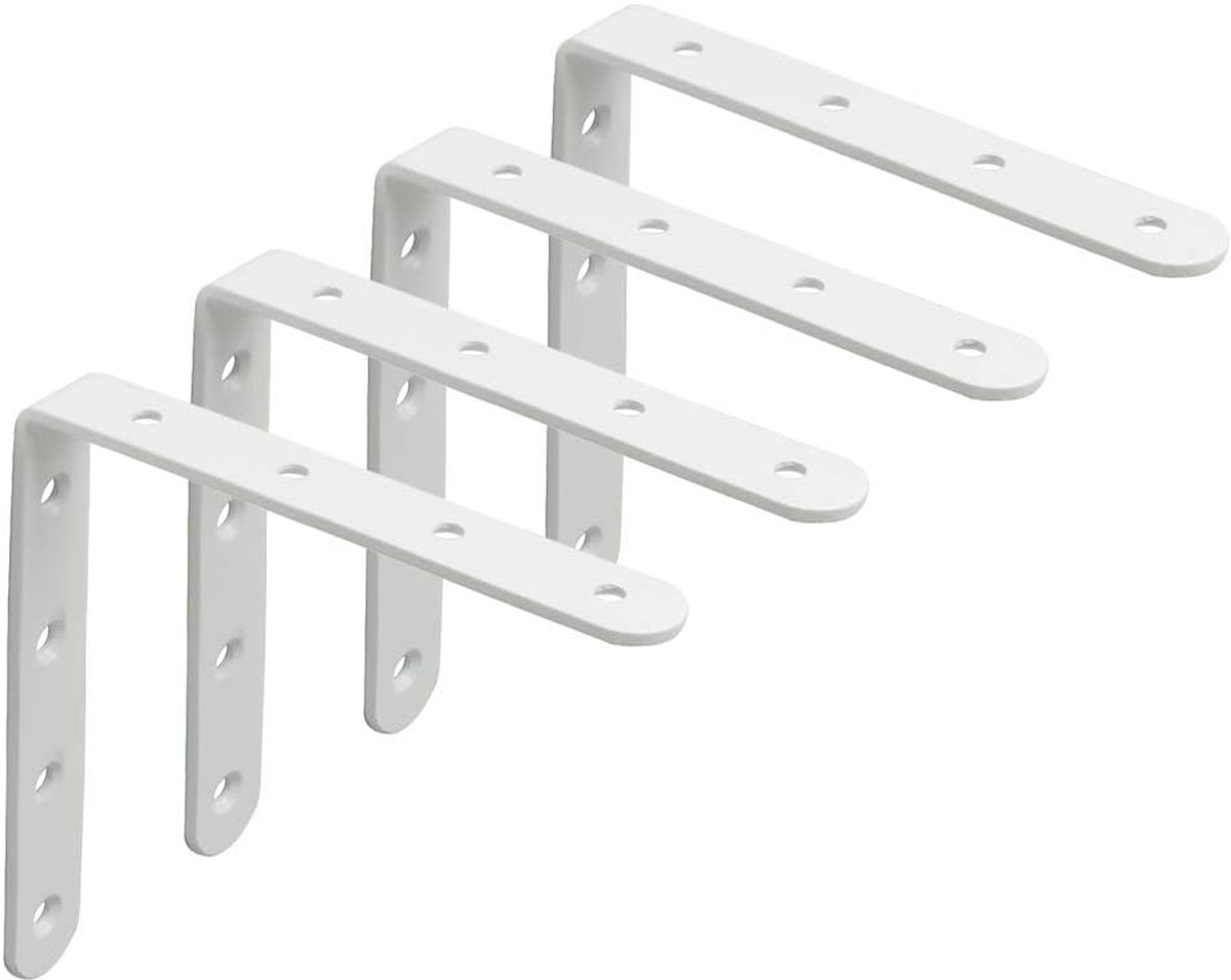SnelShoppen - 4 Stuks RVS Plank Hoeken 4,9 Inch, Sterke Metalen Plankdragers, Wandmontage, Zwart, Ideaal voor Boekenplanken, Tafels en Tentoonstelling