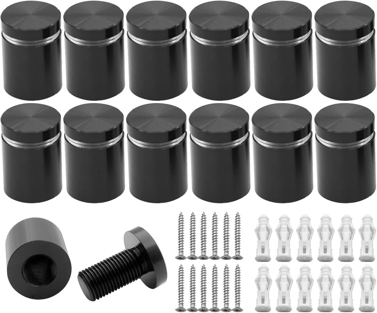 12PCS 19x20mm Solid Aluminum Standoff Wall Mounts Sign Support Advertising Screws Fixing Bolts Standoff Fixings for - ShopVlot