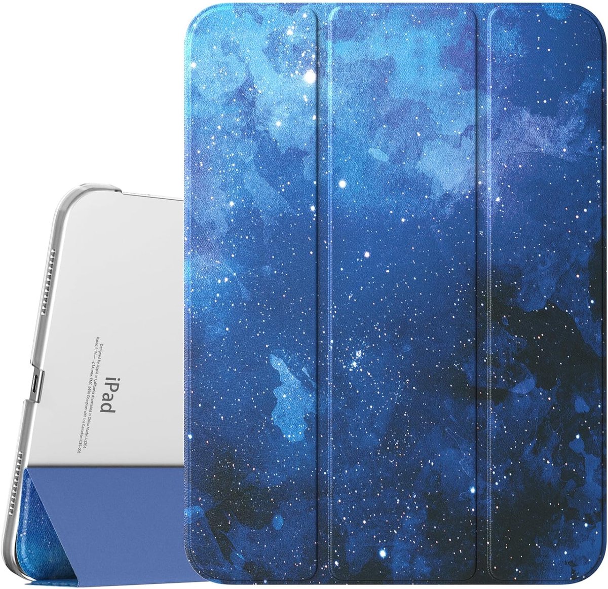 SnelShoppen - TiMOVO-hoes voor iPad A16 11e gen 11" en 10e gen 10,9" Blauw Sterrenhemel | Slanke Standaardhoes met Harde Doorschijnende Achterkant, To