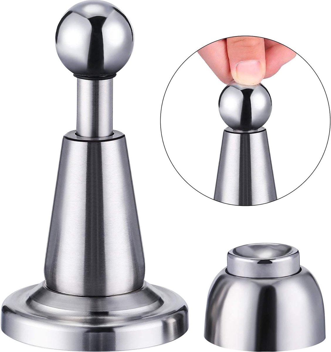 SnelShoppen - Magnetische Deurstopper Met Zachte Vangst - RVS Wandmontage - 1 Pack - Voorkomt Dichtslammed Deuren - Perfect Voor Thuis, Kantoor, Keuke