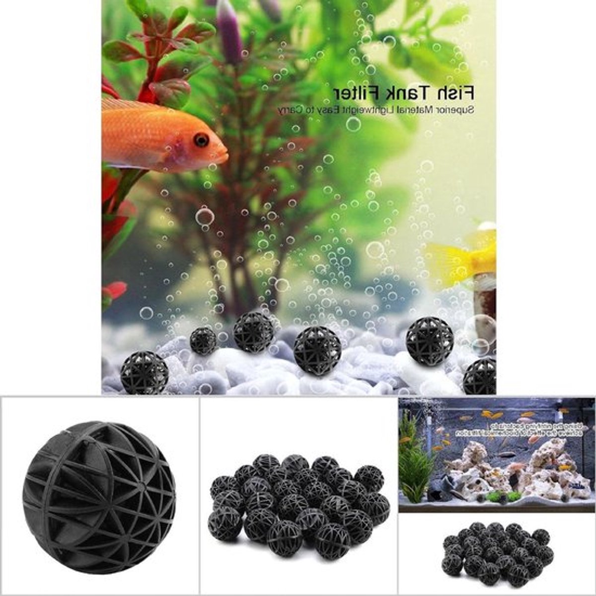 50 Stuks Biologisch Porous Filterballen met Katoen voor Aquarium en Vijverfiltermateriaal, 46mm