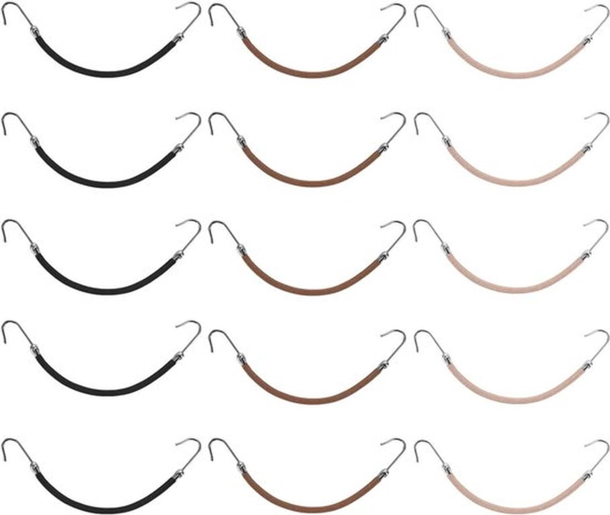 15 Stuks Elastische Haarknippen en Bungee Haarbanden voor Ponytails, Geschikt voor Alle Haartypes, Bruin