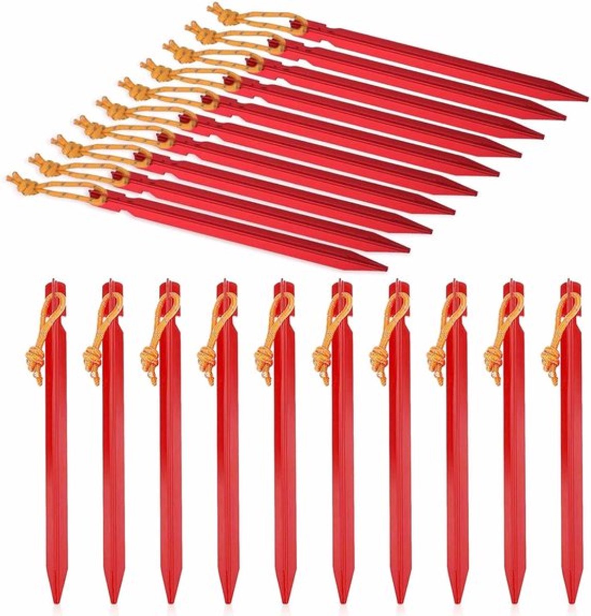 Robuuste Tentstokken van 18 cm - Set van 20 Sterke Metalen Haringen voor Kamperen, Wandelen en Buitenactiviteiten