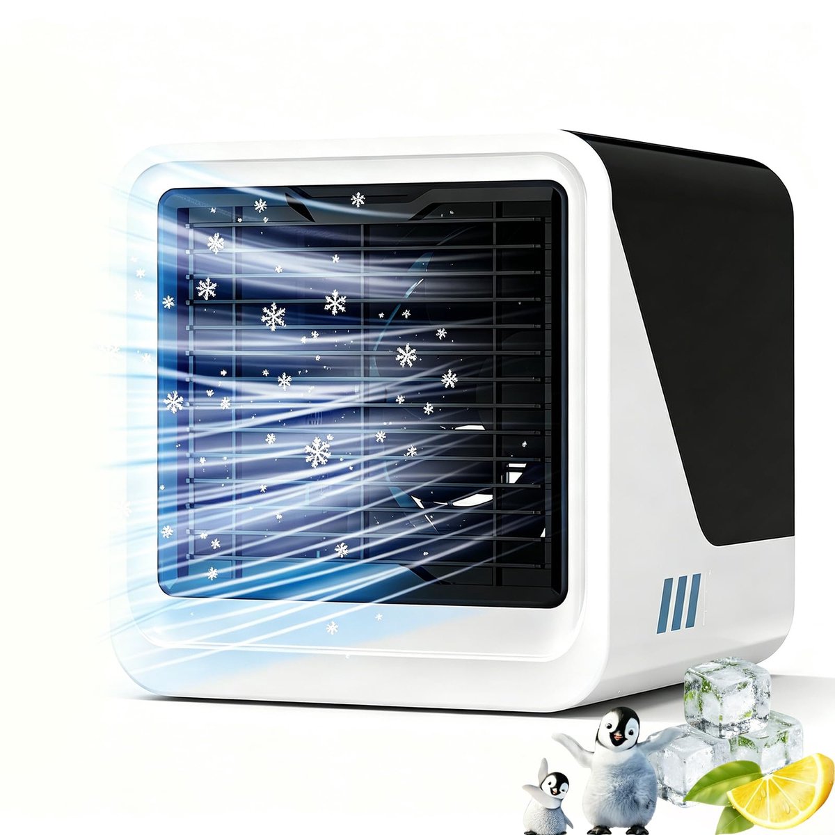 SnelShoppen - Draagbare Airconditioning 3-in-1 USB Waterkoeler 500 ml, 3 Snelheden, LED Licht 7 Kleuren, Verdampingsairco Zonder Buitenslang voor Slaa