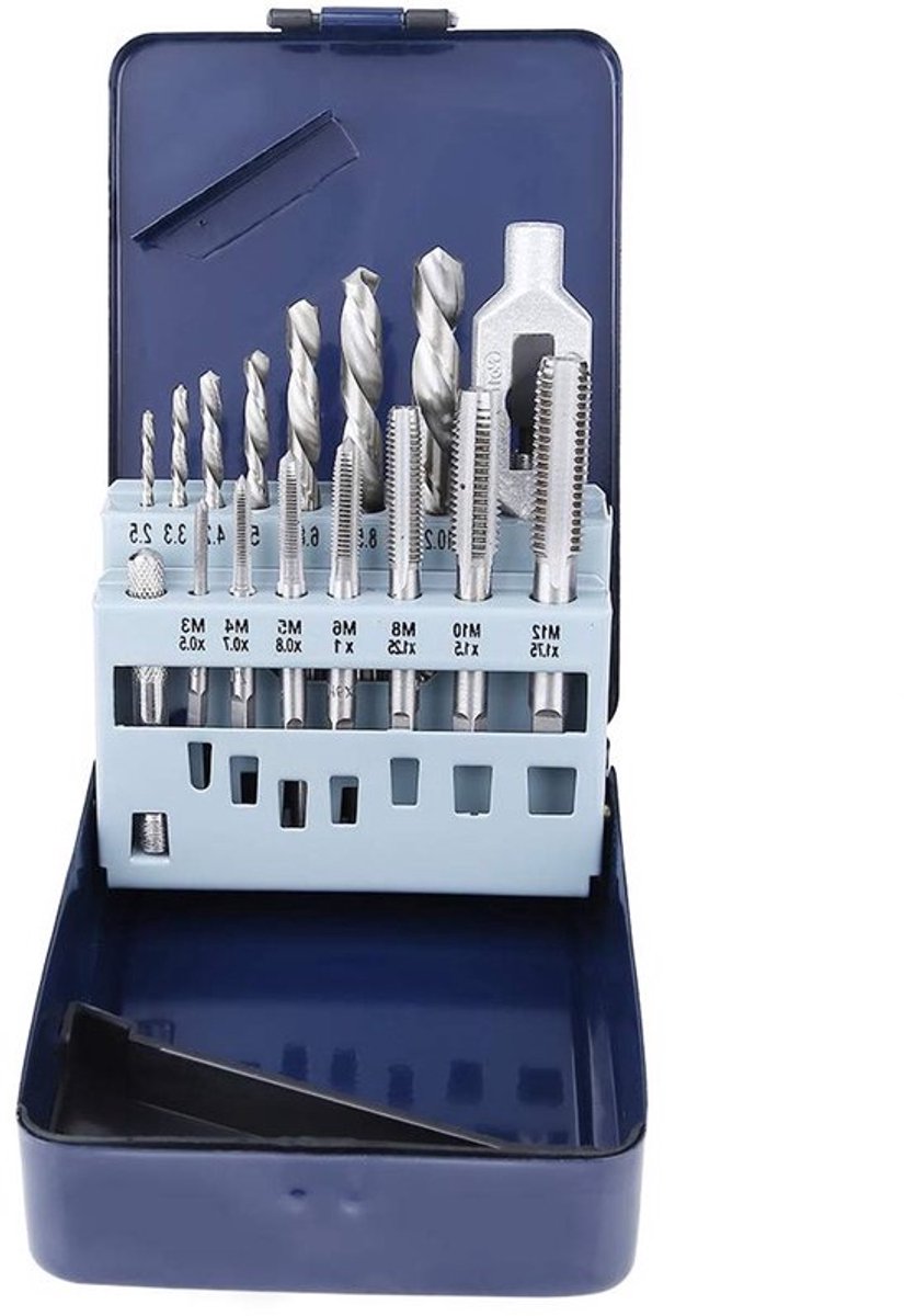 Draadboor en Schroefwrench Set van 15 Stuks voor Metaalbewerking met Opbergdoos en Herbruikbare Verpakking