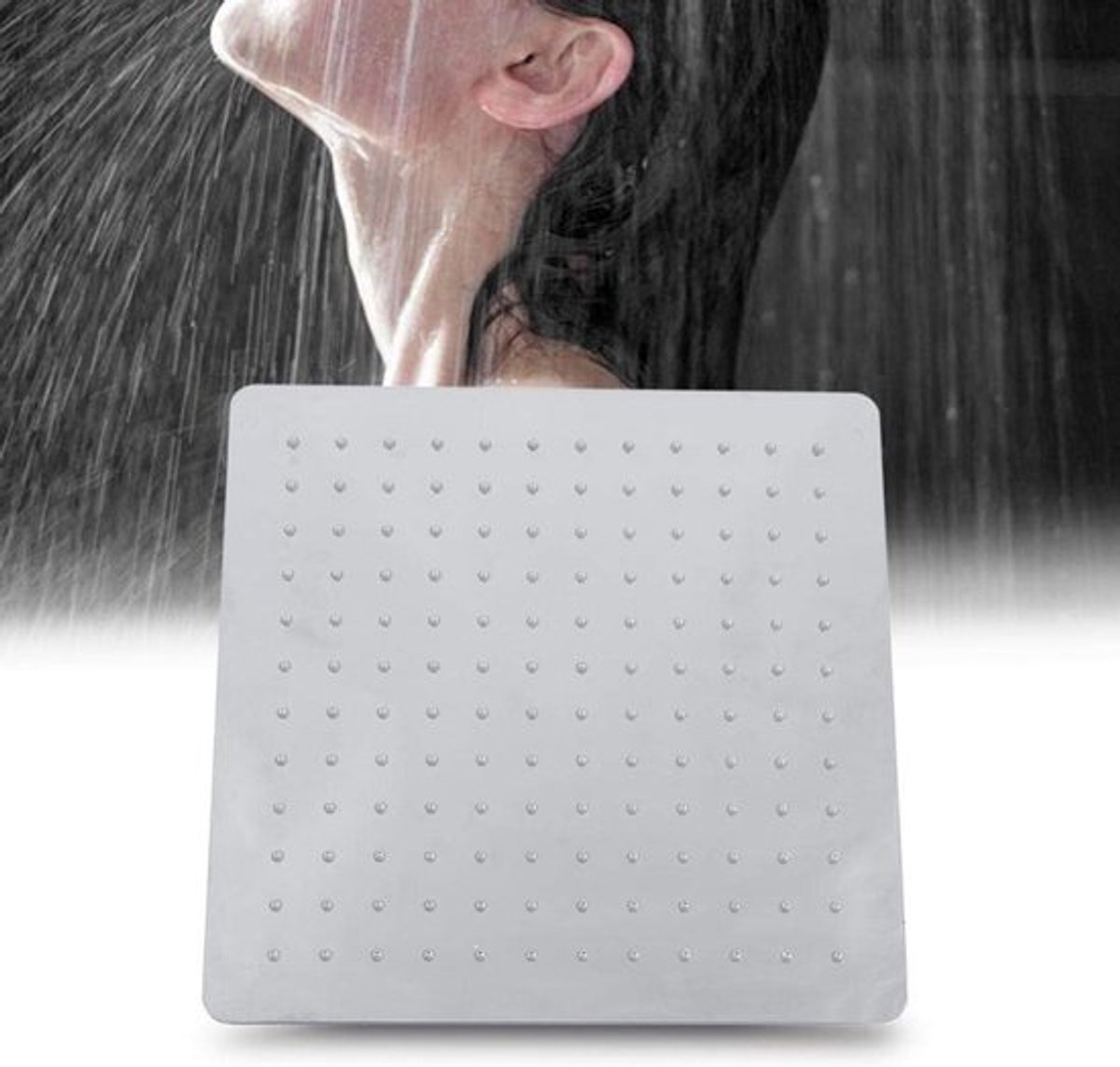 Grote vierkante regendouchekop van 30 x 30 cm met anti-kalkdoppen voor een luxe douche-ervaring