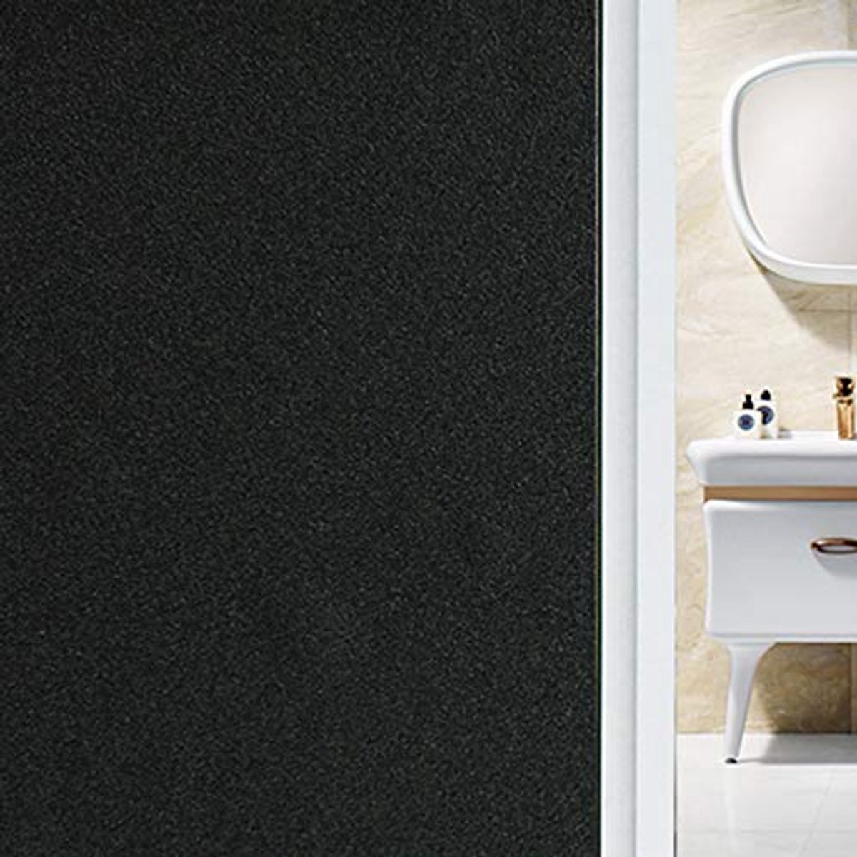 SnelShoppen - Matte verduisterende privacy-raamfolie 90 x 200 cm - UV-bescherming, zwarte glazen raamsticker voor optimale lichtblokkering - Ideaal vo
