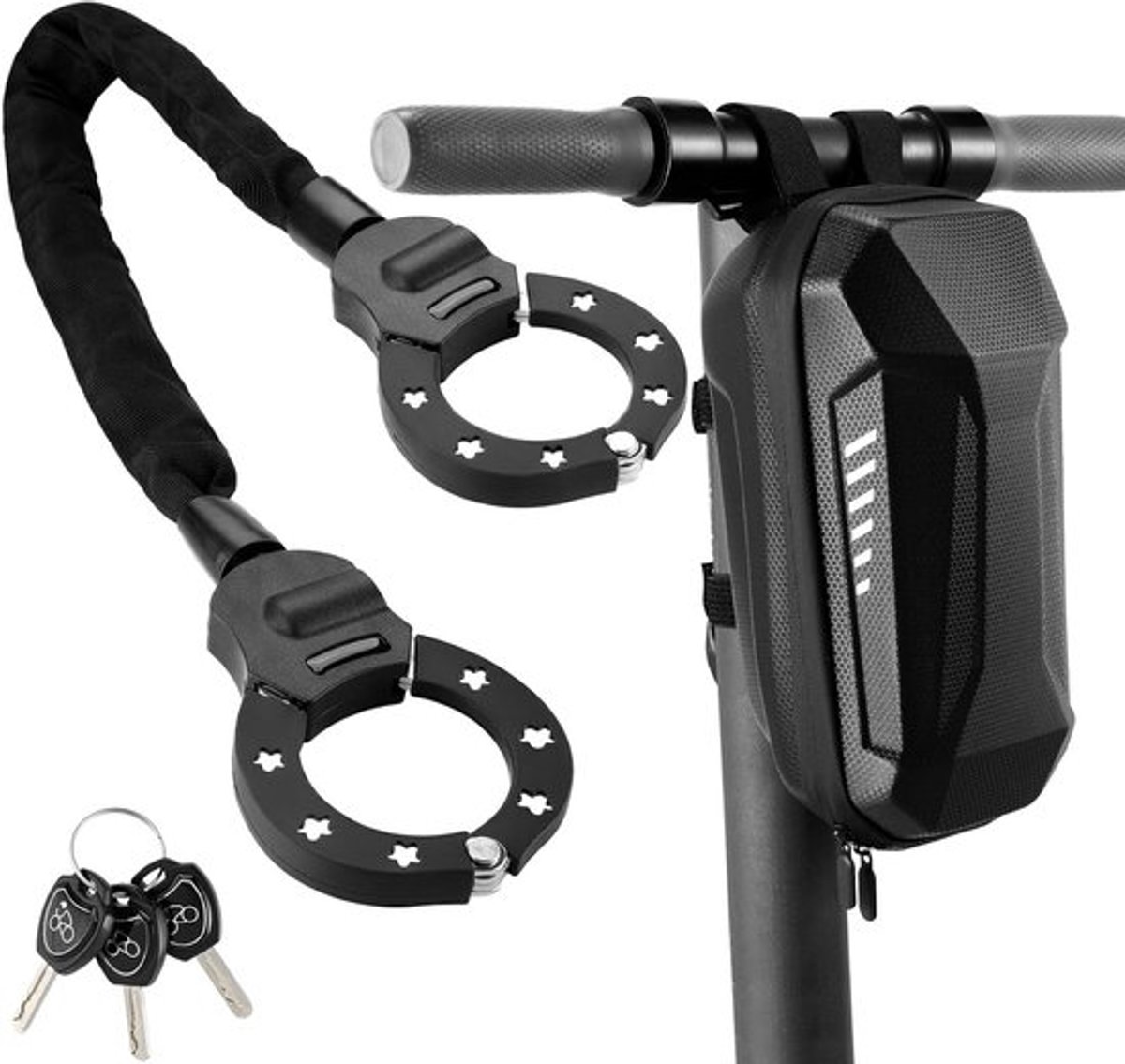 E-Scooter Handboei Slot 6mm, Fietsslot met Sleutel, Diefstalbestendig en Waterdicht, Geschikt voor E-Scooters, Fietsen en Motoren, Inclusief 3 Liter Tas