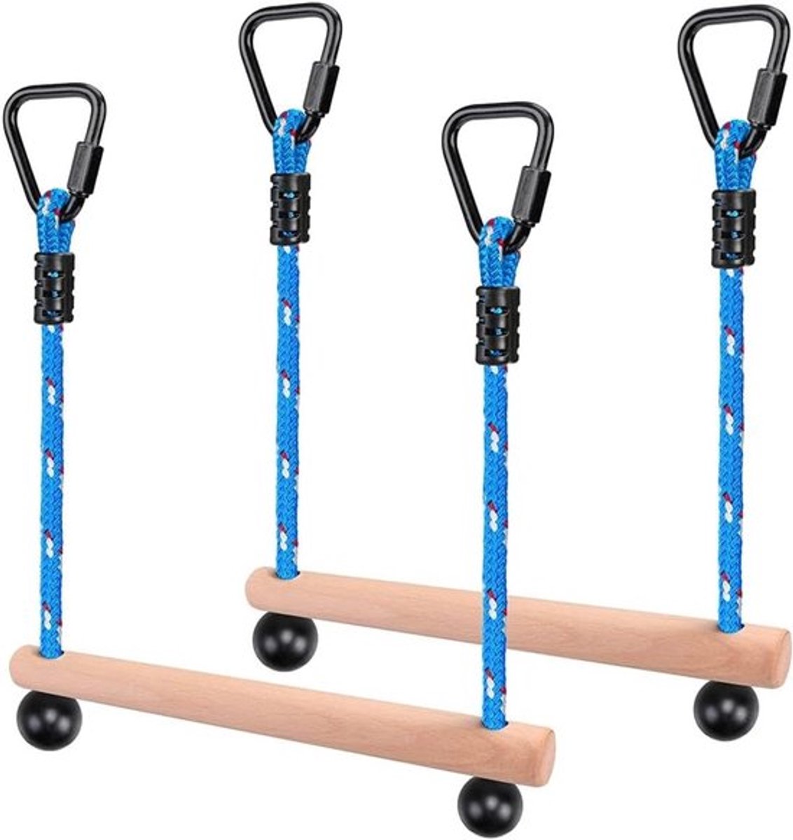 Obstakelbaan Slackline-bar, 2-delige Monkey Bar, 35 cm Houten Speeltoestel voor Buiten, Hangende Carabiner, Training en Activiteiten voor Kinderen vanaf 14 Jaar