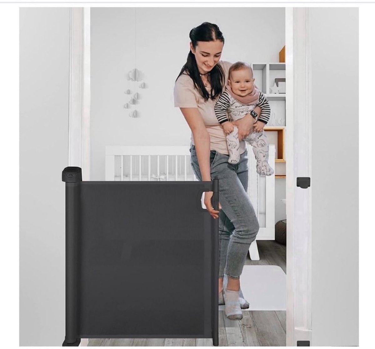 Veiligheidspoort voor trap 140cm - Roll-up mechanismen - Lock indicator - Geschikt voor kinderen en honden - SnelShoppen