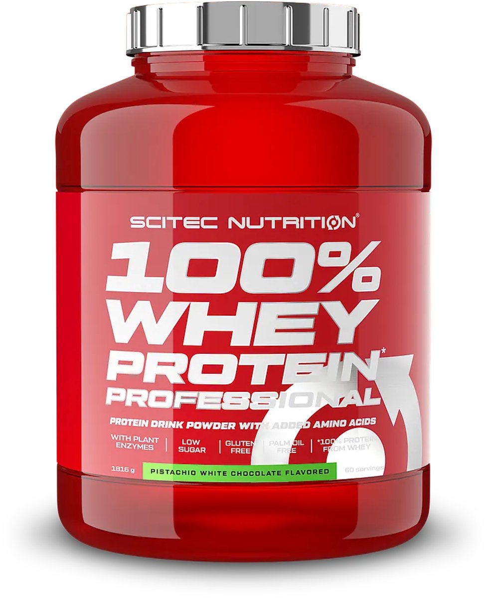 Scitec Nutrition® - 100% Whey Protein Professional (1816 gram - Pistachio/White Chocolate) - Pistache/Witte chocolade - 60 eiwitshakes - Premium proteine poeder - eiwitpoeder met aminozuren