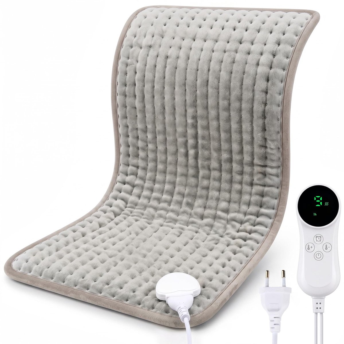 SnelShoppen - 30 x 60 cm warmtekussen grijs voor rug, nek, schouder en buik, verwarmend, comfortabel en zacht, ideaal voor ontspanning en pijnverlicht