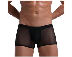 Zwarte Transparante Heren Boxershort Herenondergoed Comfortabel Elastisch in Maten XS S M L XL