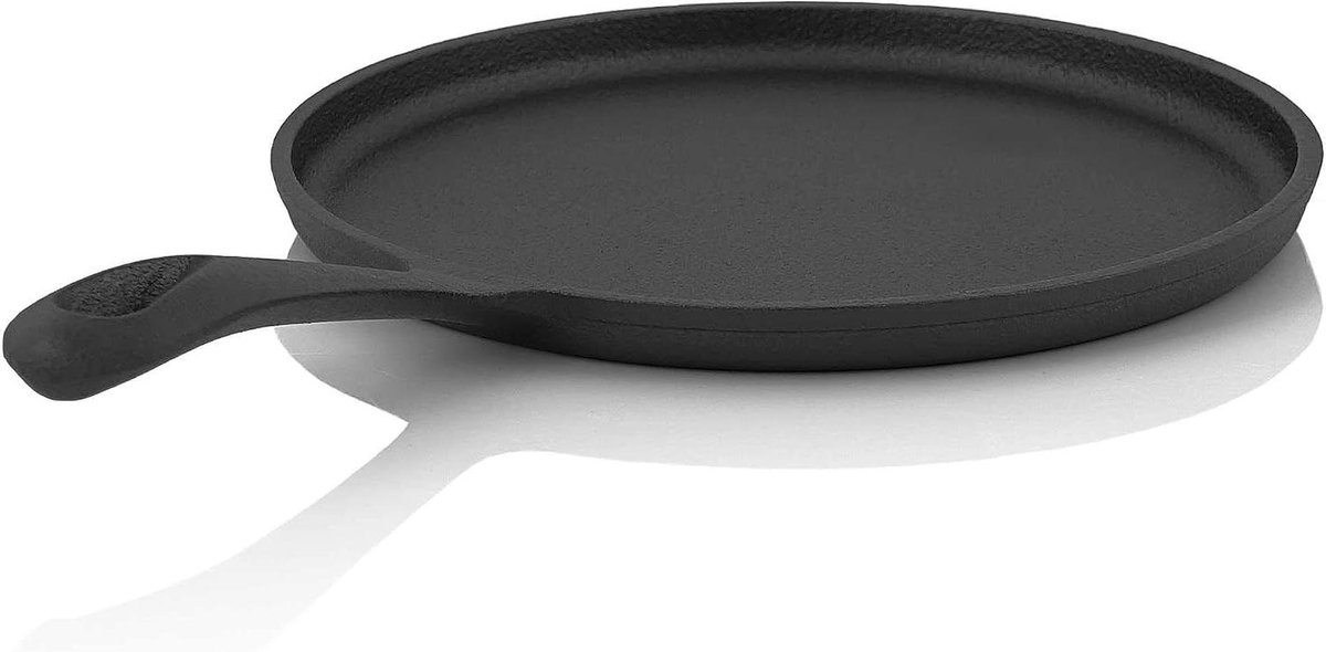 Gietijzeren pan - Pannenkoekenpan Crêpe pan - Buiten koken - Vooraf ingebrand - Ø 19 cm - Zwart
