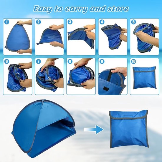 Mini-hoofdtent pop-up strandtent met zonwering voor outdoor strand - draagbaar en compact van Merkloos — afbeelding 5