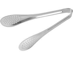 Voedsel Tangen Set - Serveertangen Keukengerei - Eten Serveren - Netgat Grijpkop - 5 stuks - Zilver