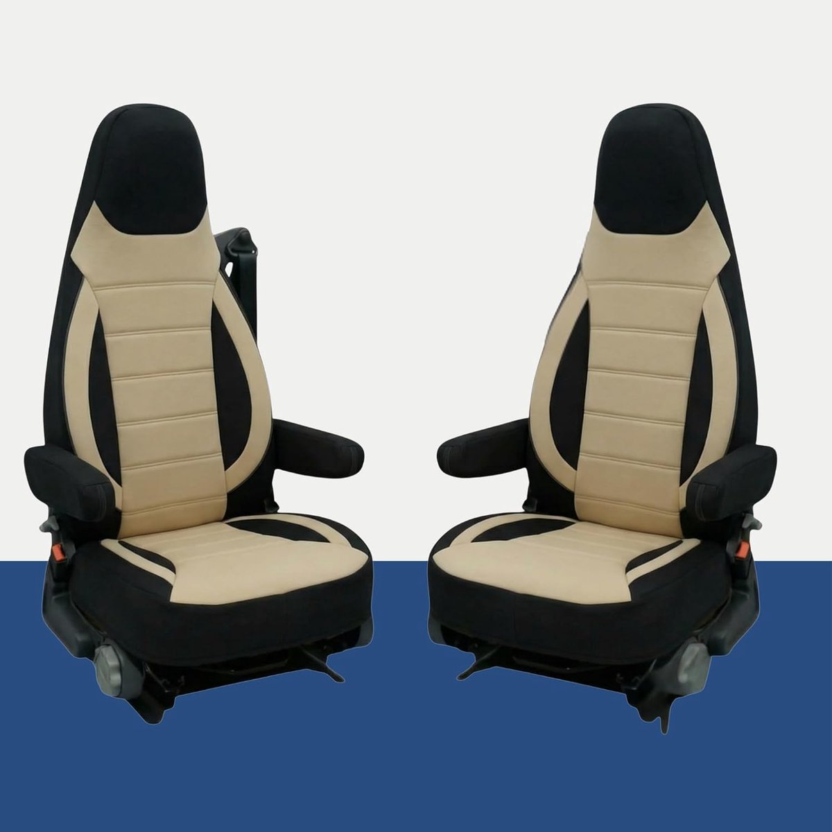 Stoelhoezen compatibel met Aguti GIS Liner & Milan camper, 2-delige set met armleuningen, geschikt voor stoelen met geïntegreerde gordel, passend voor Pössl, Knaus, Adria