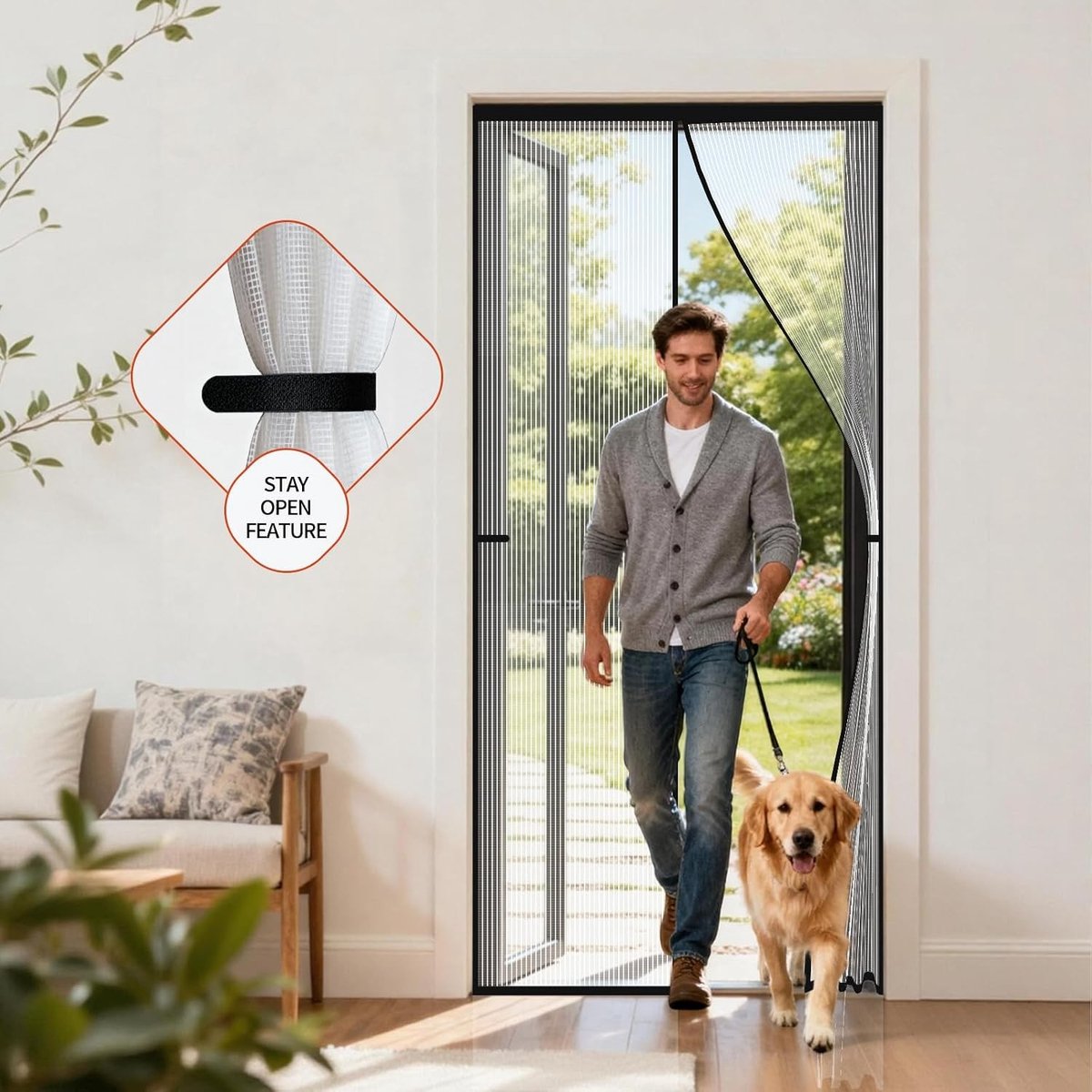 Vliegengaas voor Deuren - Wit - 80 x 200 cm - Magnetisch Deurgordijn met Automatische Sluiting - Voor Terras- en Balkondeuren