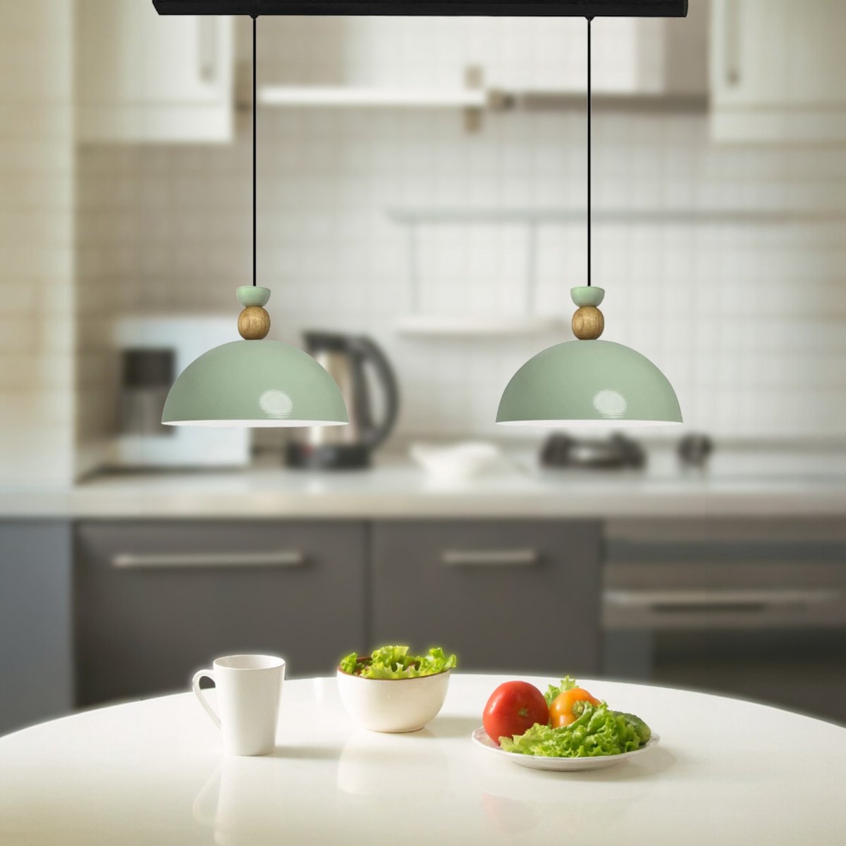 Bamyum hanglamp, industriële Modern stijl, Ø25 cm, groen metalen lamp