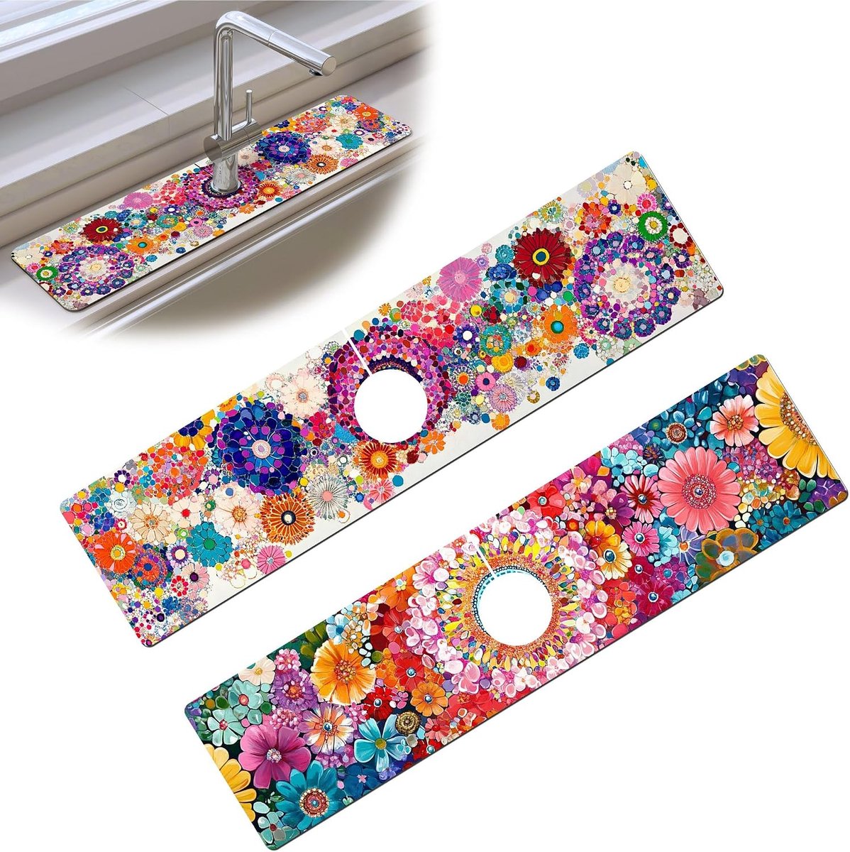 Bimkole 2 Pieces Absorbent Faucet Mat, Throw Protection Sink Kitchen, Faucet Mat Splash Guard for Kitchen and - ShopVlot