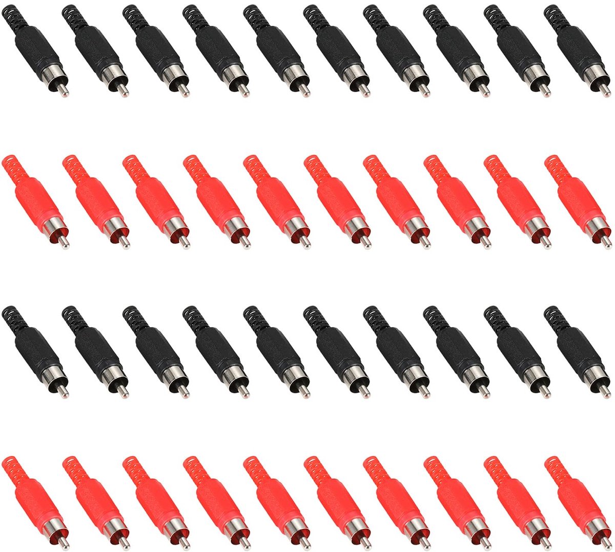 SnelShoppen - 40 Stuks Solder RCA Plug Adapter - Vervangende Audiokabel Stekker - Geschikt voor 5 mm Kabeldiameter - Plastic en Zinklegering - Ideaal