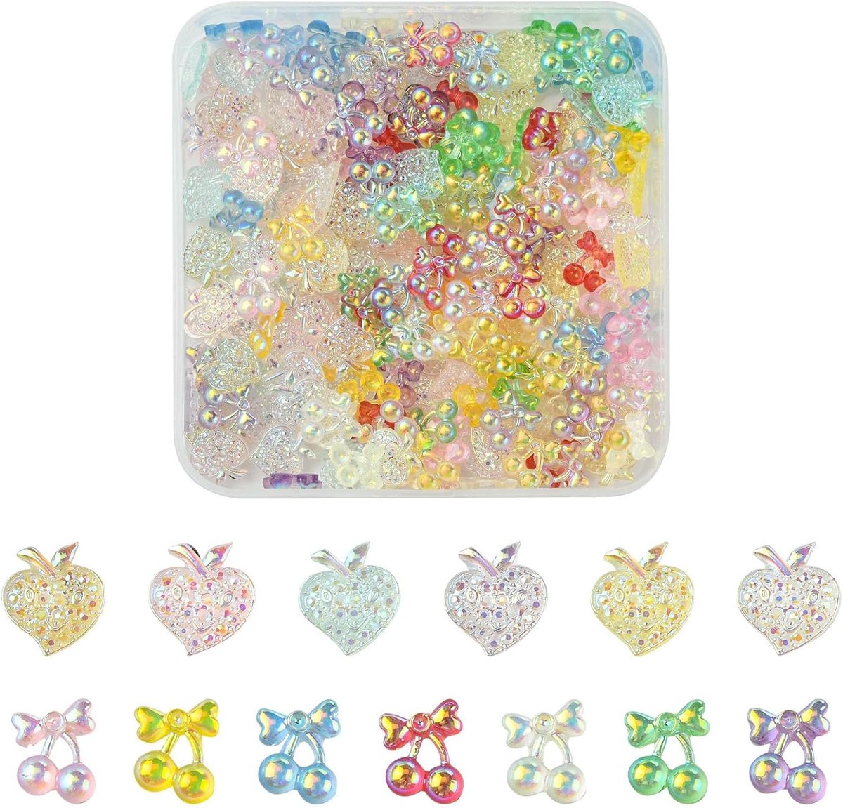 SnelShoppen - 200 Stuks Random Hars Fruit Cabochons Flatback Aardbei Kers Nail Art Charms voor DIY Telefoonhoesje Haarspeld Creatieve Sieraden