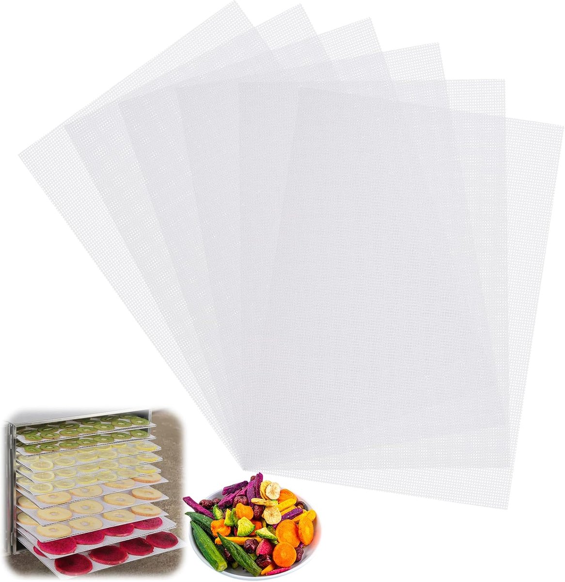 Droogfilm 10 Stuks 38.5×28.5 cm - BPA-vrij Silicoon - Herbruikbare Droogmat - Geschikt voor Fruitdroger - ShopVlot