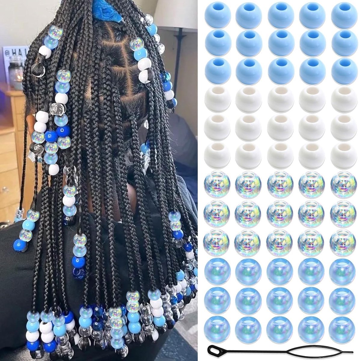 Haarspelden voor Kinderen - 60 Stuks - Rond Blauw Wit Transparant Acryl - Creatieve Hairstyling - ShopVlot