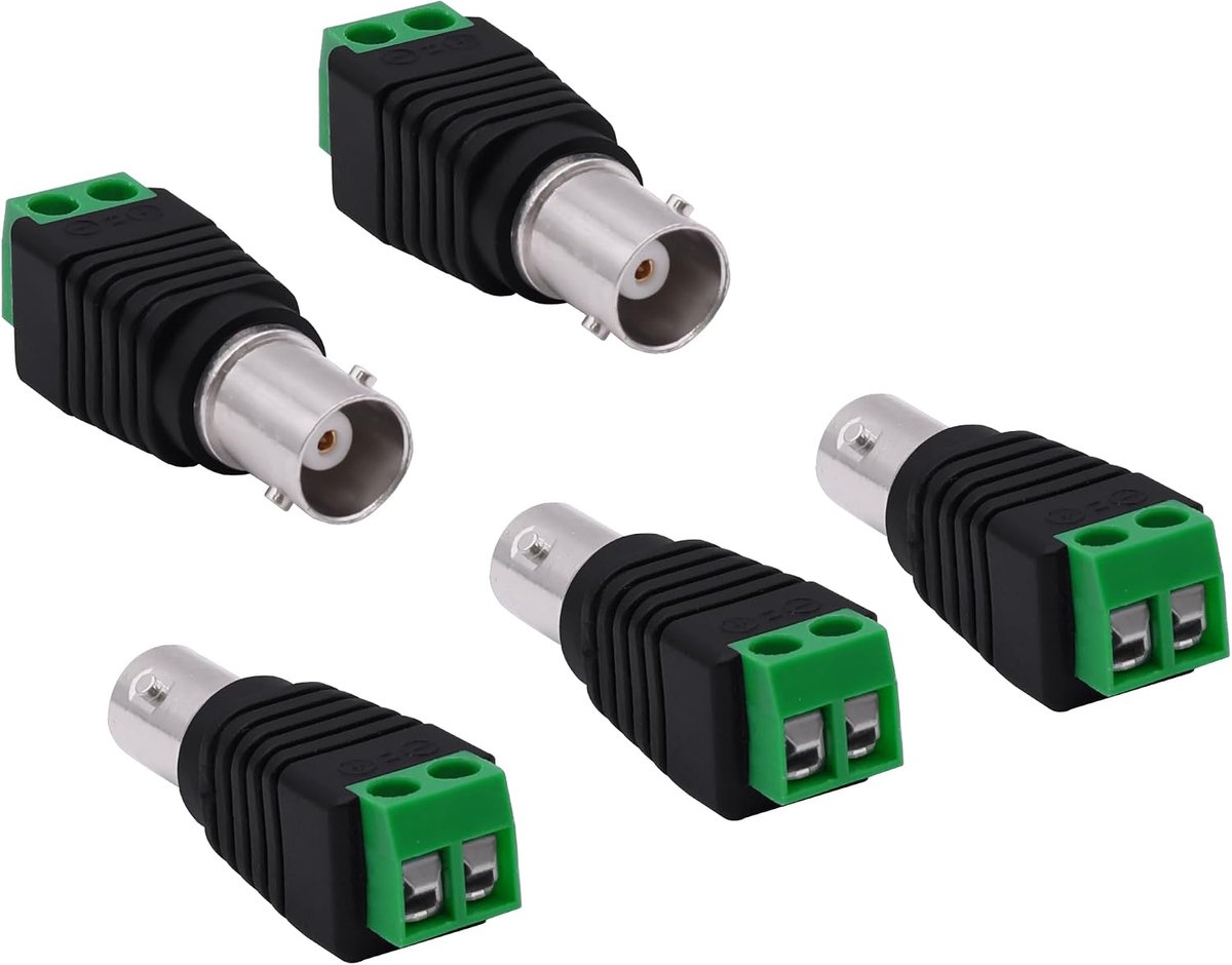 BNC 2 Pin Solderless Connector Screw Terminal Block Adapter Video Balun Connector for CCTV Security Camera DVR TV - ShopVlot